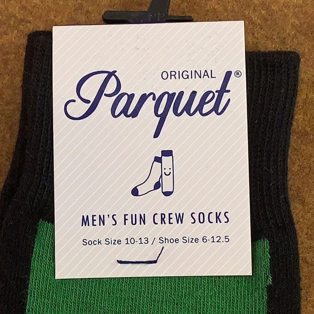 Parquet Mens 10-13 Black Green Zombie Monster Foot Novelty Crew Socks NWT